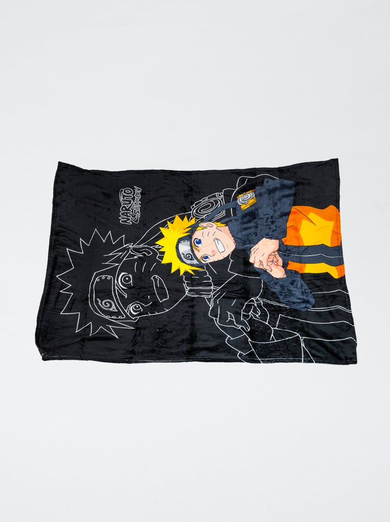 Fleece dekentje met Naruto-print zwart - Kiabi