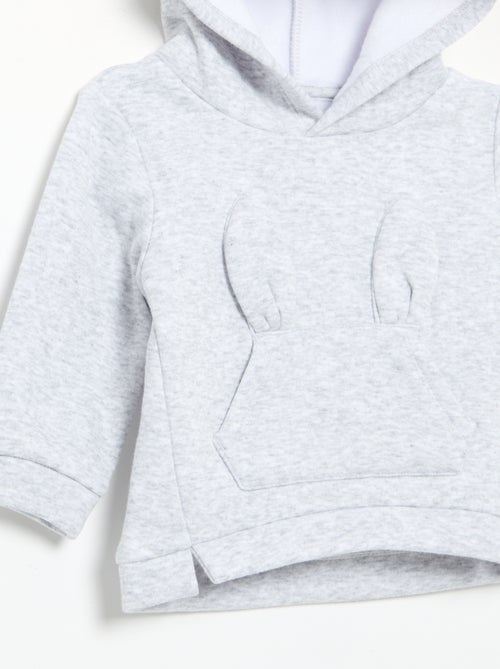 Fleece hoodie met konijnenoortjes - Kiabi