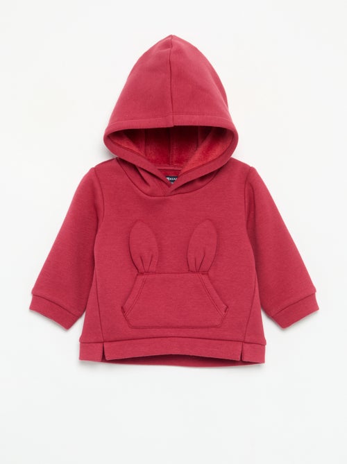 Fleece hoodie met konijnenoortjes - Kiabi