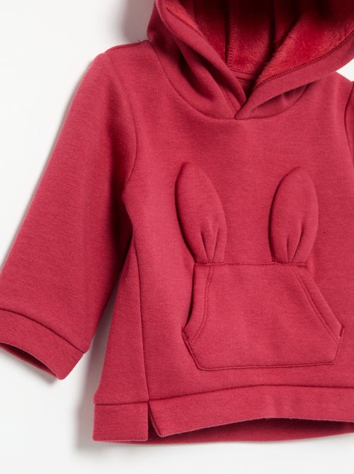 Fleece hoodie met konijnenoortjes - Kiabi