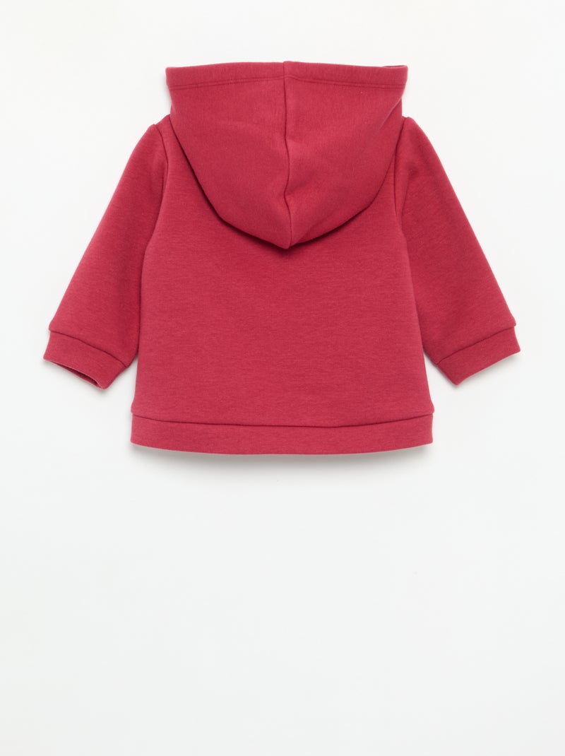 Fleece hoodie met konijnenoortjes Rood - Kiabi