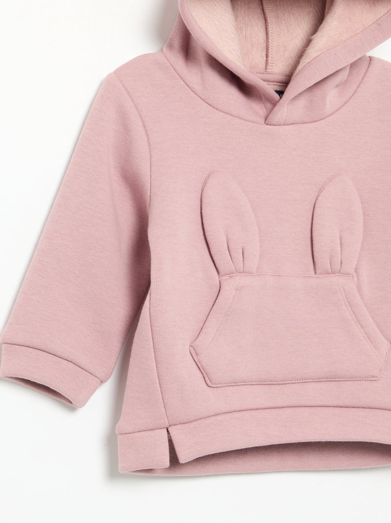 Fleece hoodie met konijnenoortjes Rose - Kiabi