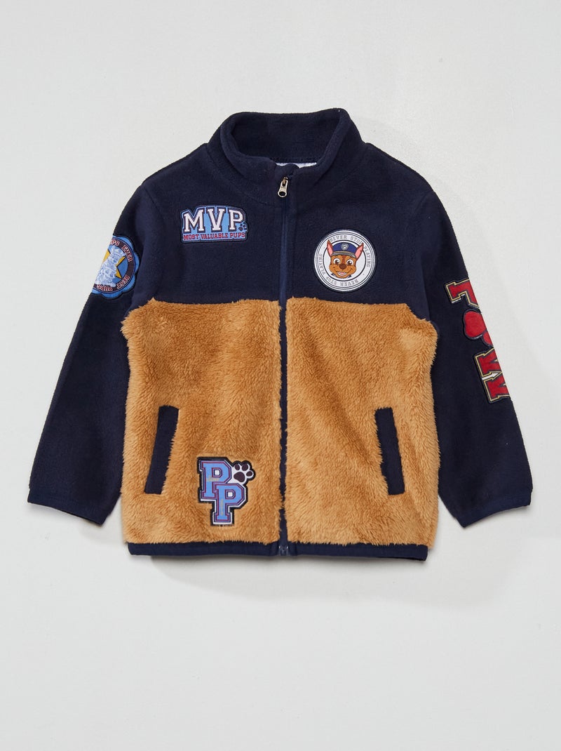 Fleece jasje van twee stofsoorten 'PAW Patrol' BLAUW - Kiabi