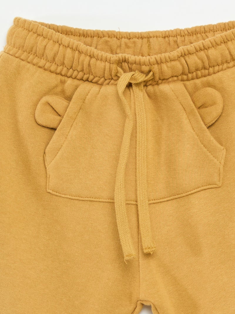Fleece joggingbroek met kangoeroezak met oortjes Biege - Kiabi