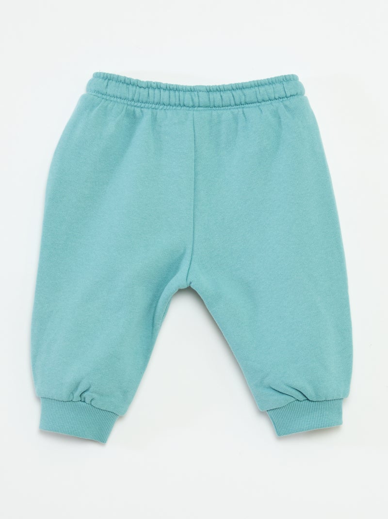 Fleece joggingbroek met kangoeroezak met oortjes Blauw - Kiabi