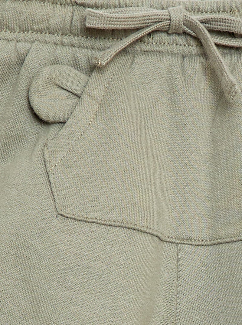 Fleece joggingbroek met kangoeroezak met oortjes Groen - Kiabi