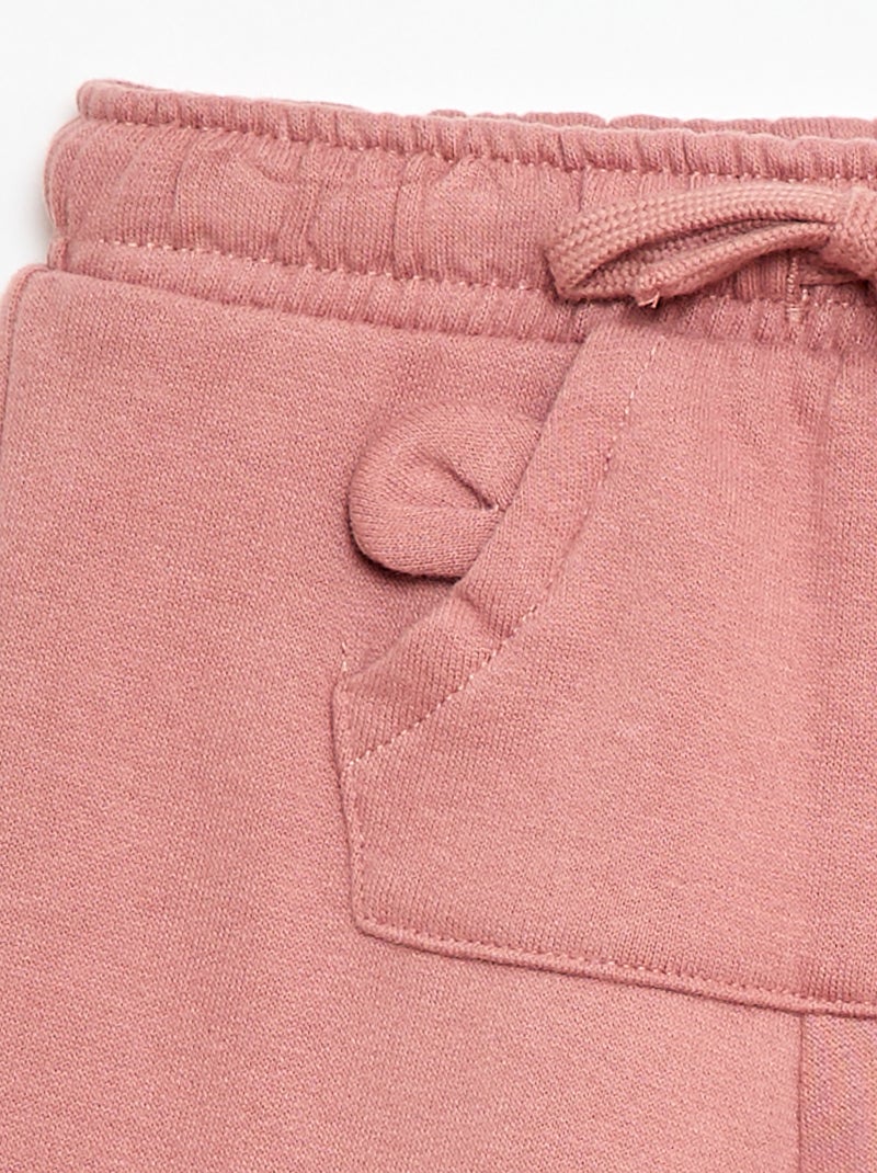Fleece joggingbroek met kangoeroezak met oortjes Rose - Kiabi