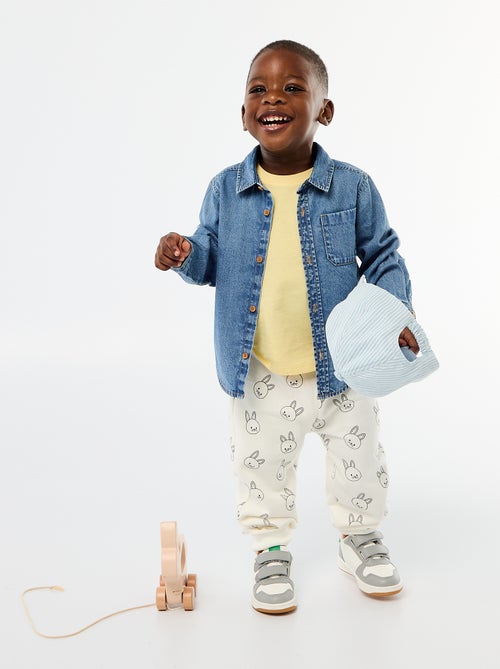 Fleece joggingbroek met kangoeroezak met oortjes - Kiabi