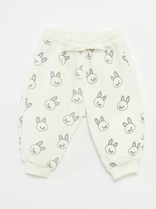 Fleece joggingbroek met kangoeroezak met oortjes - Kiabi