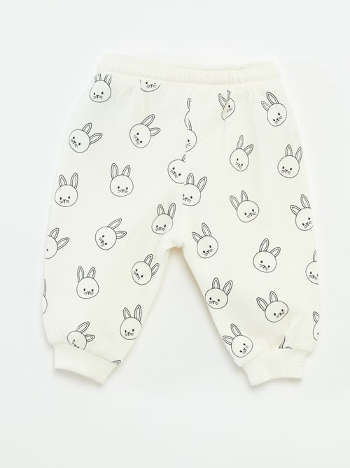 Fleece joggingbroek met kangoeroezak met oortjes - Kiabi