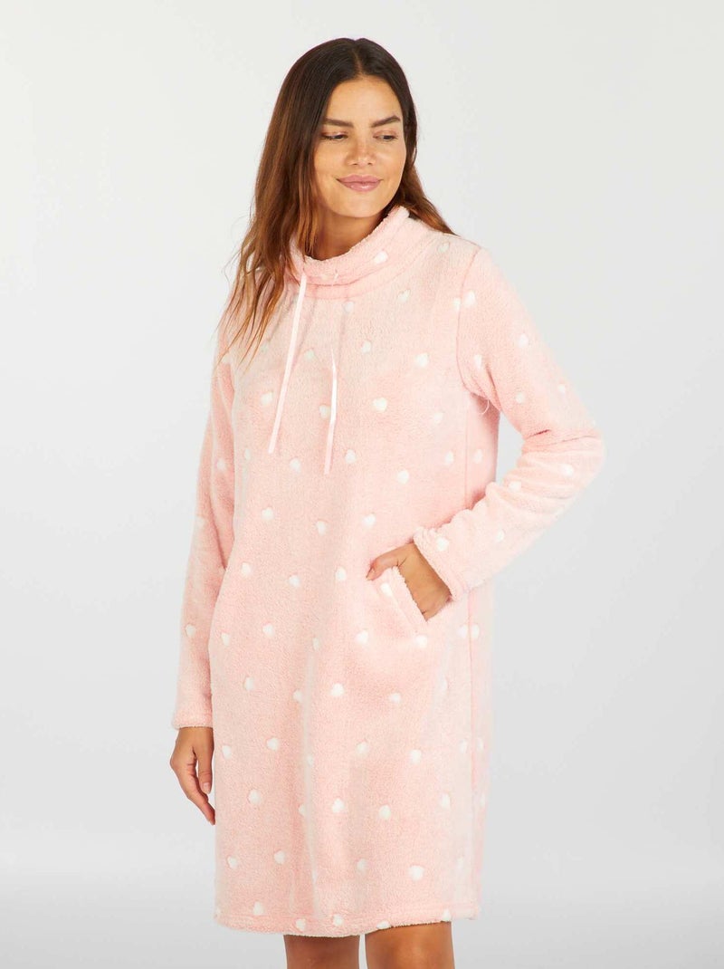 Fleece nachtsweater met hartjesprint ROSE - Kiabi