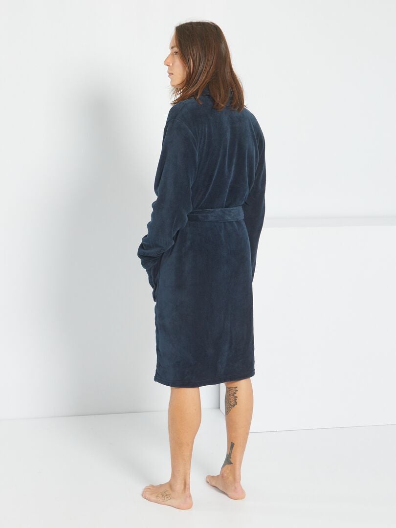 Fleece ochtendjas BLAUW - Kiabi