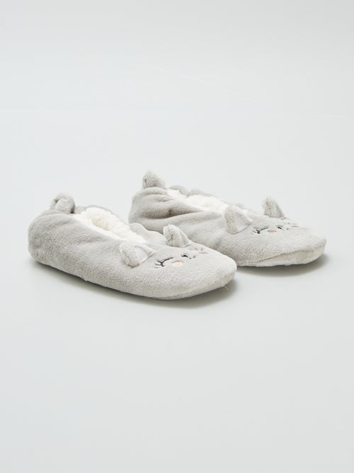 Fleece pantoffels met katje - Kiabi