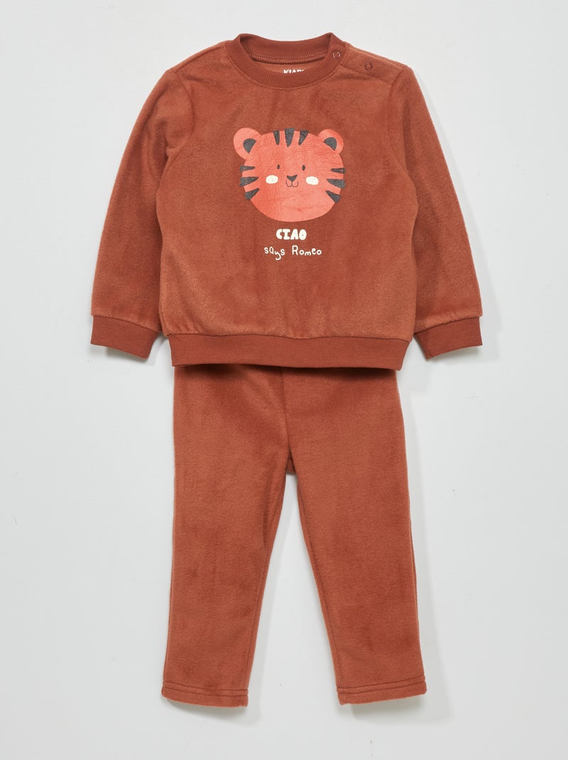 Fleece pyjama - 2-delig BRUIN - Kiabi