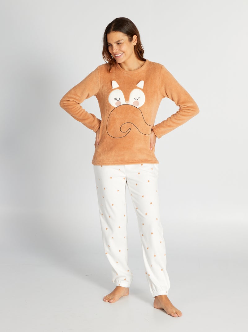 Fleece-pyjama - 2-delig BRUIN - Kiabi