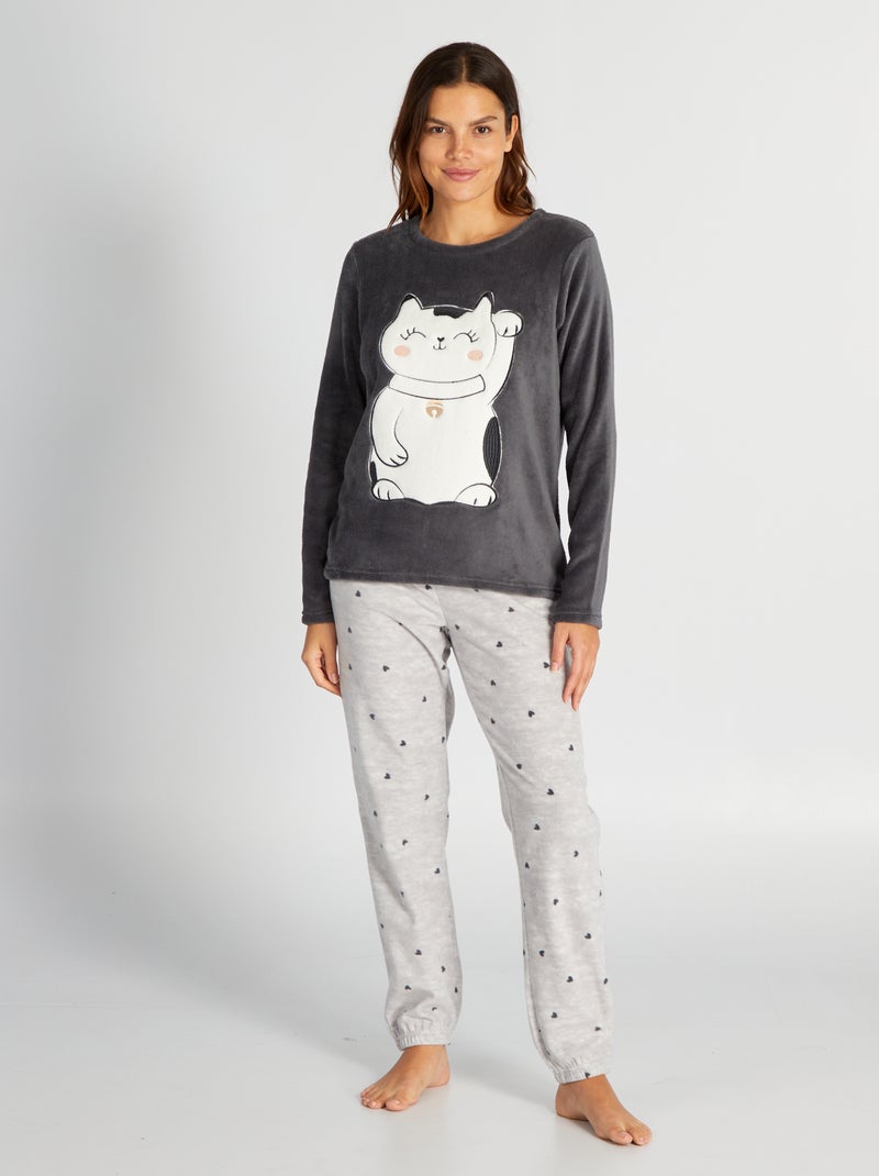 Fleece-pyjama - 2-delig GRIJS - Kiabi