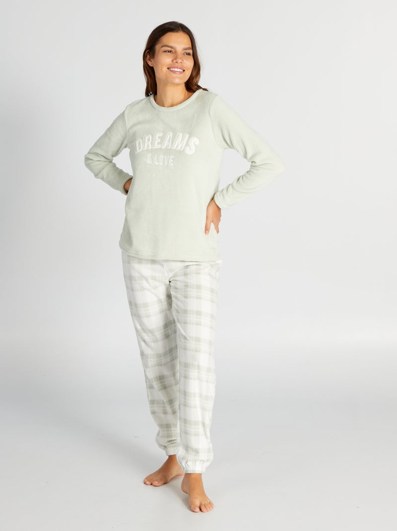 Fleece-pyjama - 2-delig GROEN - Kiabi