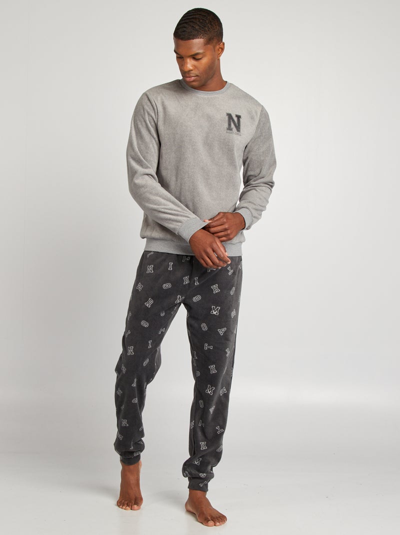 Fleece pyjama - T-shirt + broek - 2-delig GRIJS - Kiabi