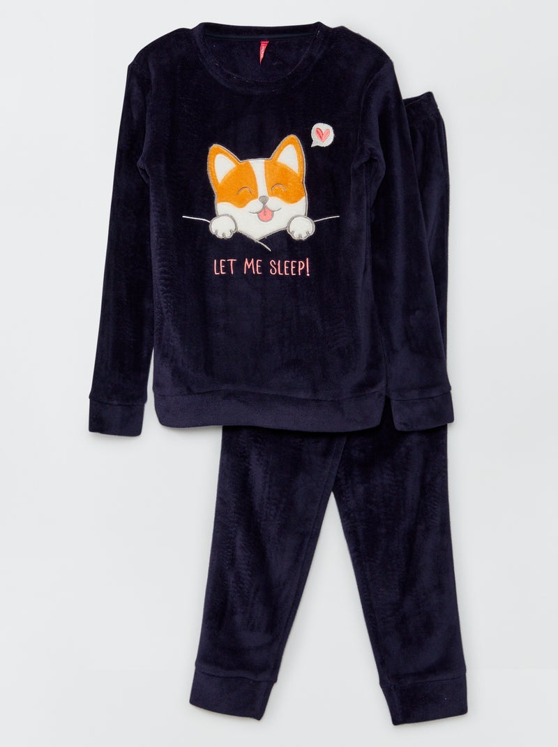 Fleece pyjama met hondje - 2-delig BLAUW - Kiabi