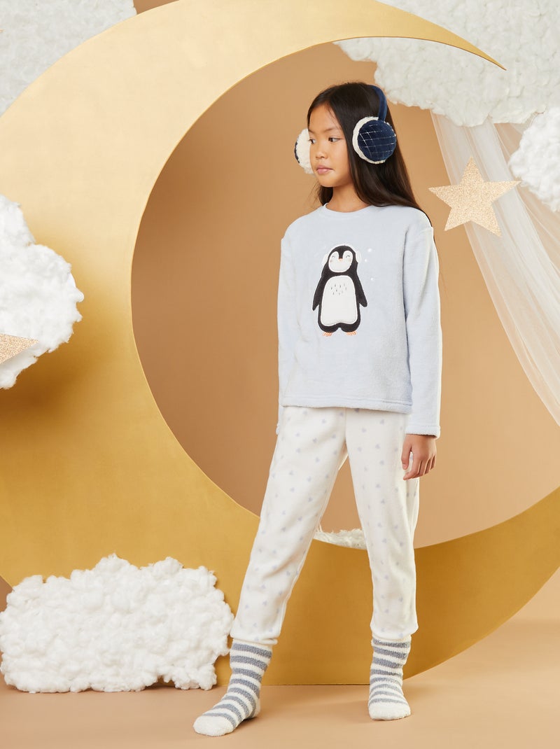 Fleece-pyjama met pinguïn-print - 2-delig BLAUW - Kiabi