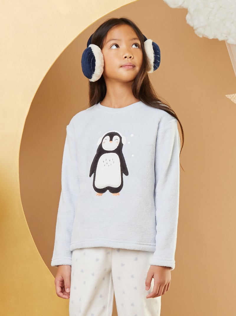 Fleece-pyjama met pinguïn-print - 2-delig BLAUW - Kiabi