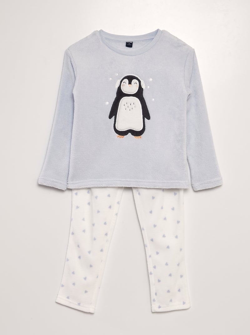 Fleece-pyjama met pinguïn-print - 2-delig BLAUW - Kiabi