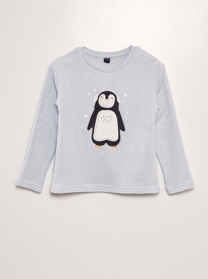 Fleece-pyjama met pinguïn-print - 2-delig BLAUW - Kiabi
