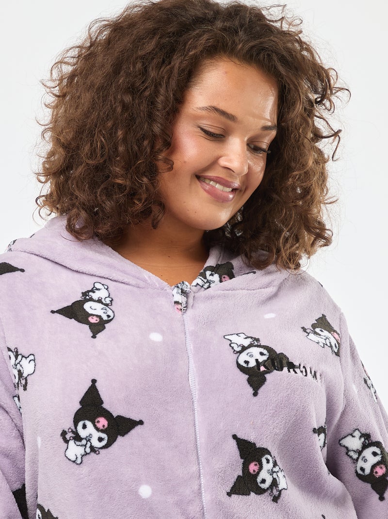 Fleece pyjamapak met capuchon 'Hello Kitty' 'Kuromi' Paars - Kiabi