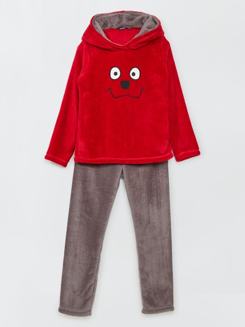 Fleece pyjamapakje met capuchon rood - Kiabi