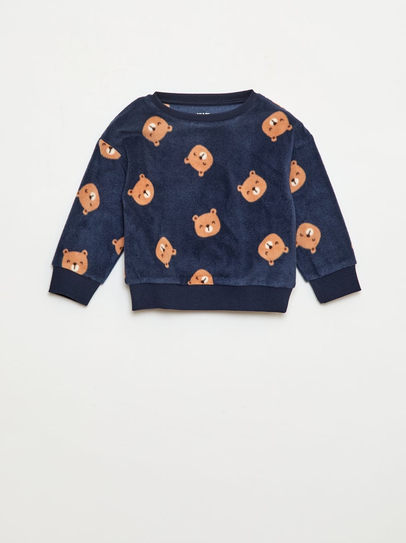 Fleece pyjamasetje - Top + broek Blauw - Kiabi