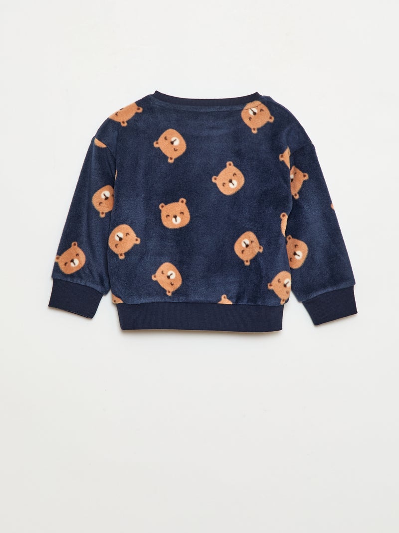 Fleece pyjamasetje - Top + broek Blauw - Kiabi