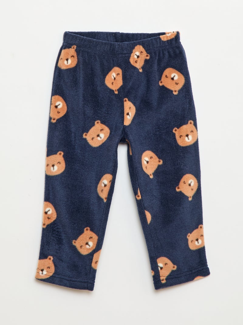 Fleece pyjamasetje - Top + broek Blauw - Kiabi