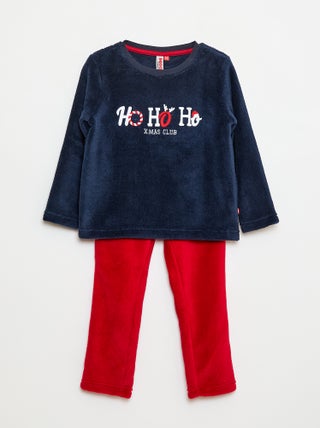Fleece pyjamasetje in kerstthema - 2-delig