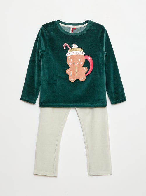 Fleece pyjamasetje in kerstthema - T-shirt + broek - 2-delig - Kiabi