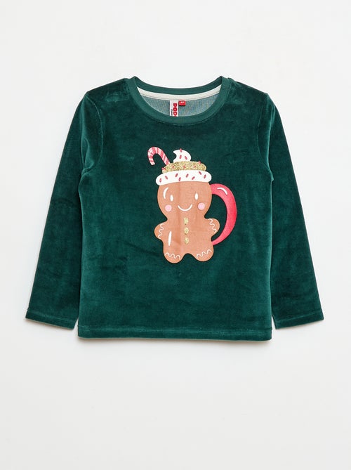 Fleece pyjamasetje in kerstthema - T-shirt + broek - 2-delig - Kiabi