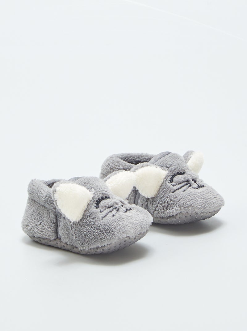 Fleece sloffen GRIJS - Kiabi