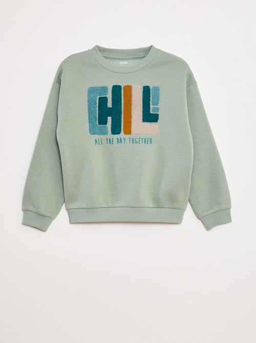 Fleece sweater met applicatie in bouclé - Kiabi