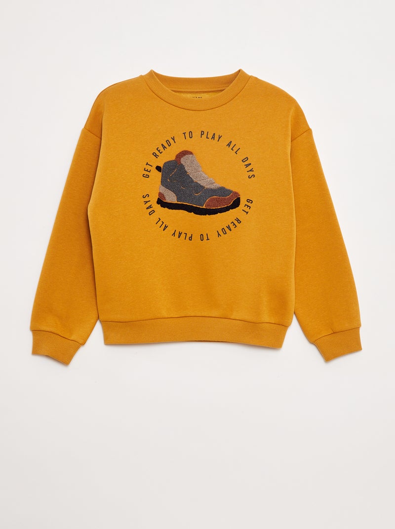 Fleece sweater met applicatie in bouclé Geel - Kiabi