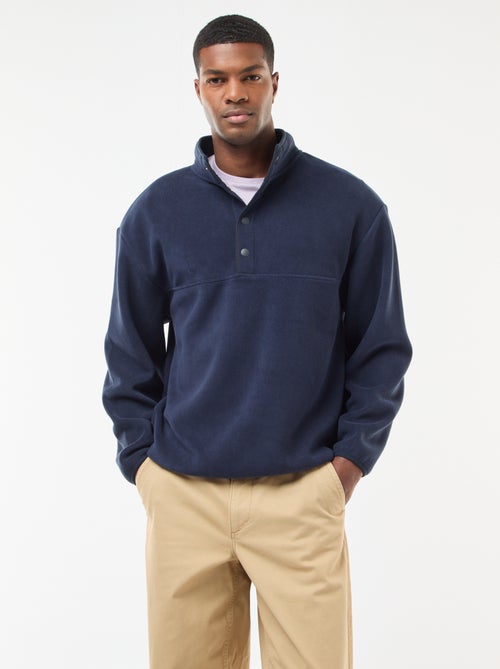 Fleece sweater met geknoopte schipperskraag - Kiabi