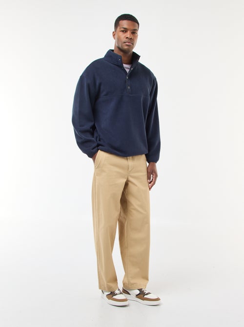 Fleece sweater met geknoopte schipperskraag - Kiabi