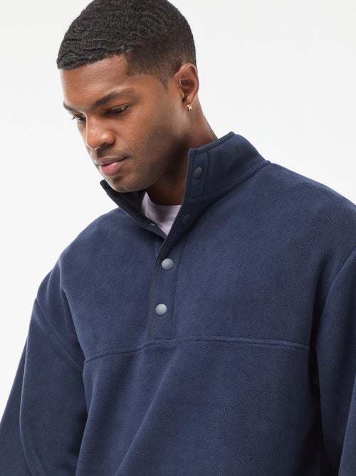 Fleece sweater met geknoopte schipperskraag - Kiabi