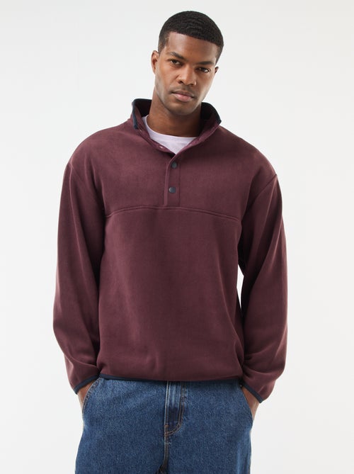 Fleece sweater met geknoopte schipperskraag - Kiabi