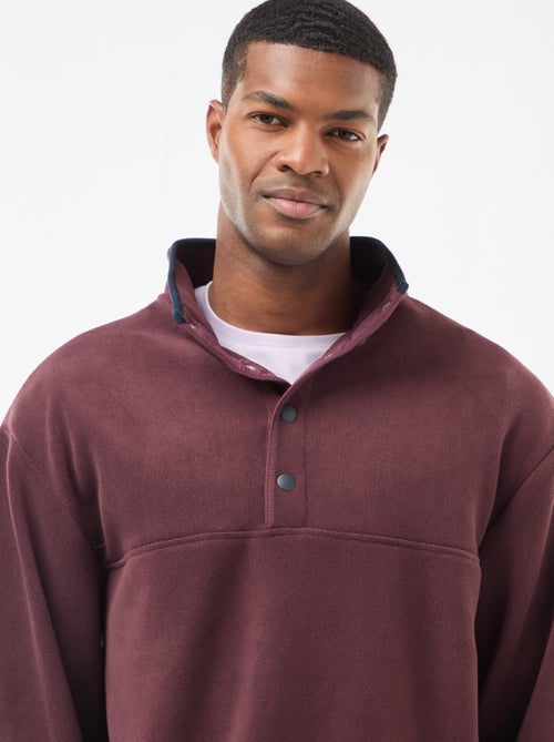 Fleece sweater met geknoopte schipperskraag - Kiabi