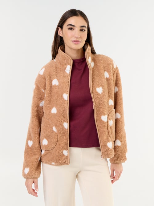 Fleece top met rits en motief - Kiabi
