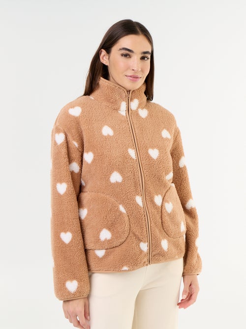 Fleece top met rits en motief - Kiabi