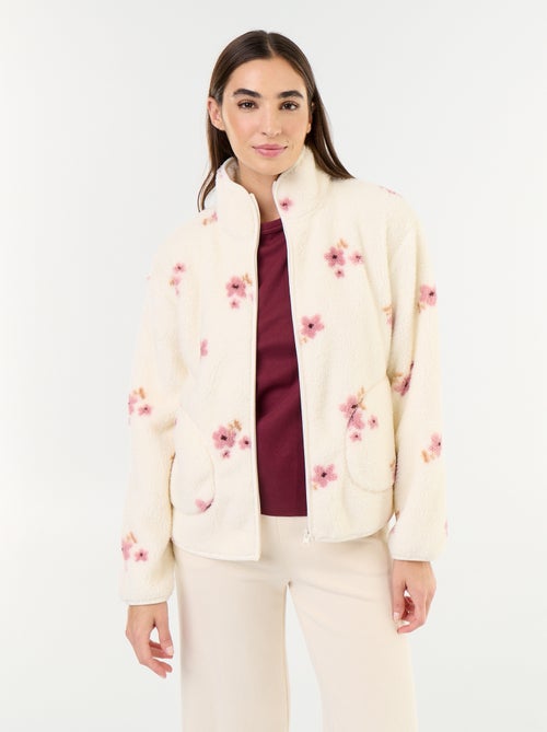 Fleece top met rits en motief - Kiabi