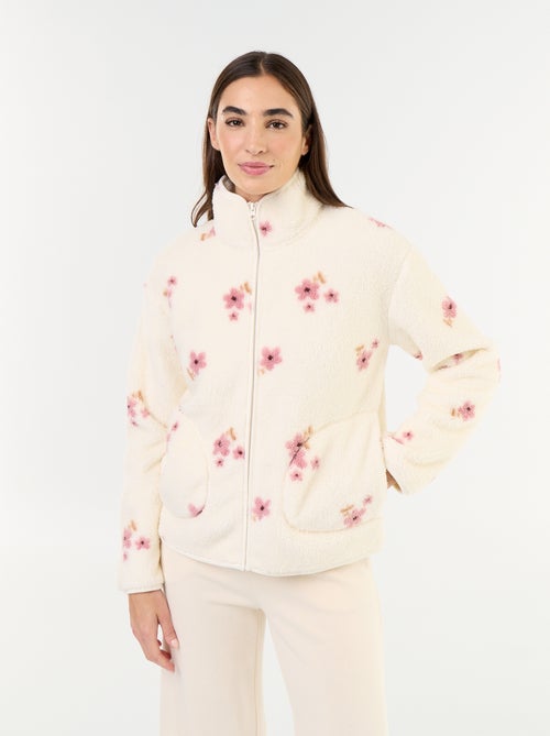 Fleece top met rits en motief - Kiabi