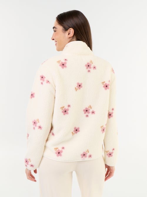 Fleece top met rits en motief - Kiabi