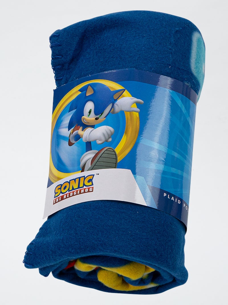 Fleecedekentje met Sonic-print Blauw - Kiabi