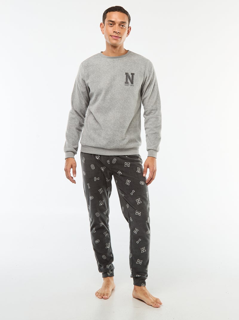 Fleecepyjama met T-shirt + broek - 2-delig Grijs - Kiabi